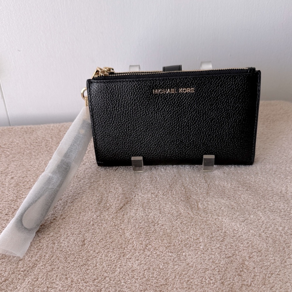 Michael Kors Black Leather Wristlet